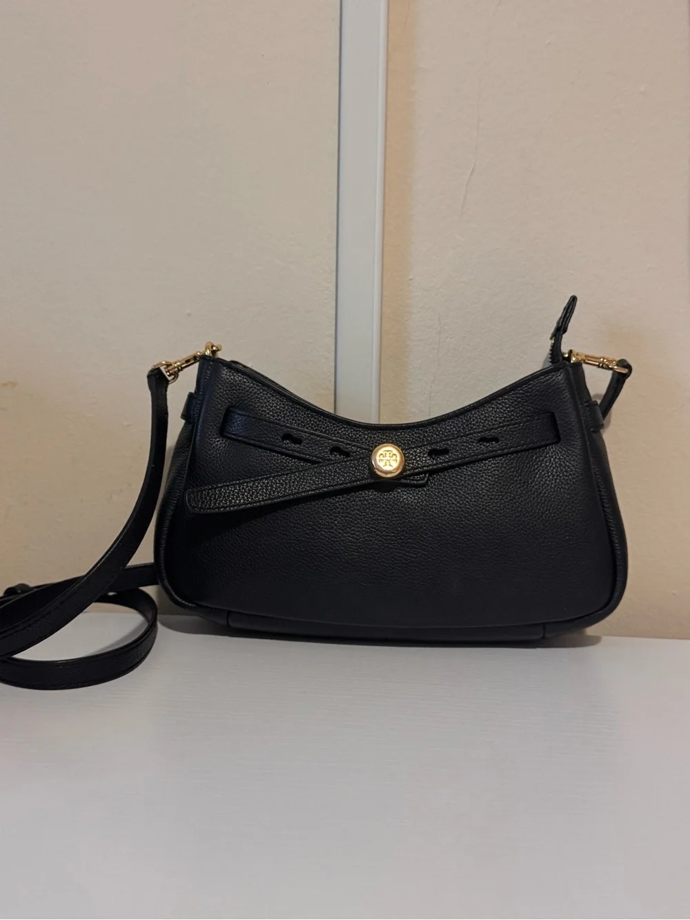 Tory Burch Romy Zip Top Leather Crossbody Bag